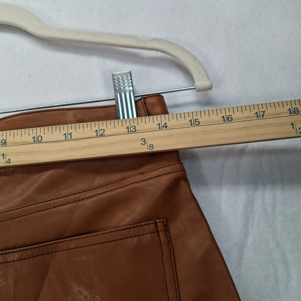 Shinestar Pants Womens Medium SP5351 Brown Vegan Leather Straight Leg NEW - Picture 6 of 9